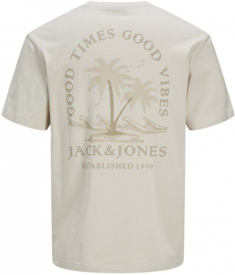  Jack & Jones Summer Vibes Crew Neck T-Shirt Moonbeam - Trička - Trička nadměrné velikosti - 2XL-14XL