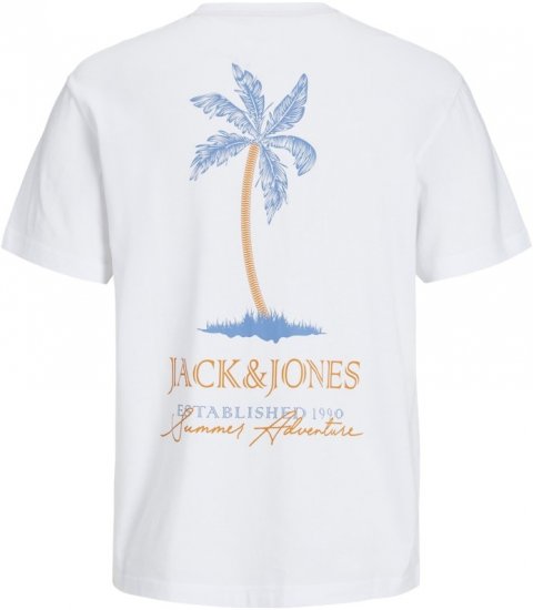 Jack & Jones Summer Vibes Crew Neck T-Shirt White - Trička - Trička nadměrné velikosti - 2XL-14XL