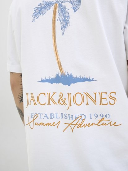 Jack & Jones Summer Vibes Crew Neck T-Shirt White - Trička - Trička nadměrné velikosti - 2XL-14XL