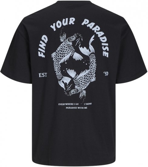 Jack & Jones Charge Crew Neck Printed T-Shirt Black - Trička - Trička nadměrné velikosti - 2XL-14XL