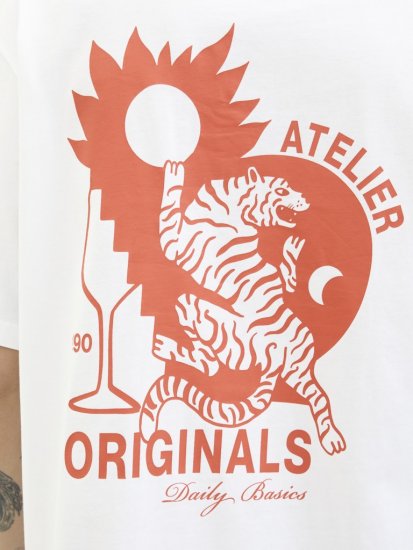  Jack & Jones Bellagio Collage Crew Neck T-Shirt Bright White - Trička - Trička nadměrné velikosti - 2XL-14XL