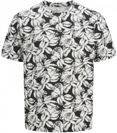 Jack & Jones Split AOP Crew Neck T-Shirt Black - Trička - Trička nadměrné velikosti - 2XL-14XL