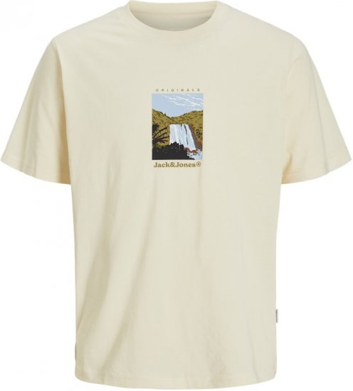 Jack & Jones Split Front Graphic Crew Neck T-Shirt Antique White - Trička - Trička nadměrné velikosti - 2XL-14XL