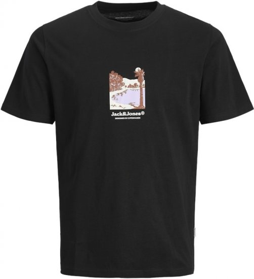 Jack & Jones Split Front Graphic Crew Neck T-Shirt Black - Trička - Trička nadměrné velikosti - 2XL-14XL