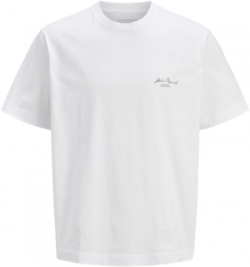 Jack & Jones Lington Back And Front Print Crew Neck T-Shirt Bright White - Trička - Trička nadměrné velikosti - 2XL-14XL