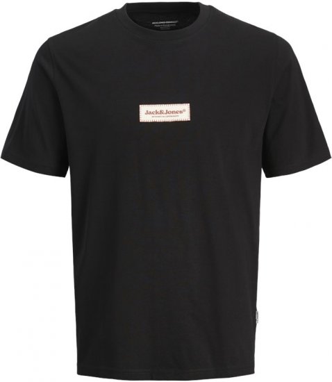 Jack & Jones Split Fakestitch Branding T-Shirt Black - Trička - Trička nadměrné velikosti - 2XL-14XL