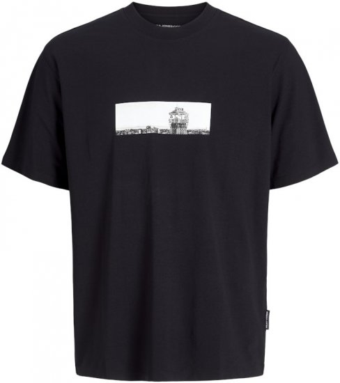 Jack & Jones Pacer Photo Branding Crew Neck T-Shirt Black - Trička - Trička nadměrné velikosti - 2XL-14XL