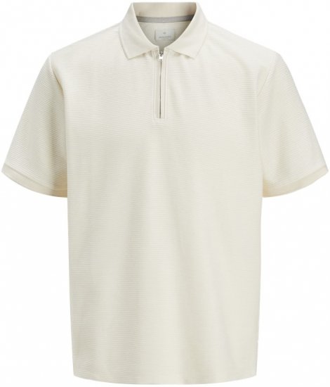 Jack & Jones Ronnie Polo with Zipper Bright White - Polokošile - Polokošile 2XL-8XL - Trička s límečkem 2XL-8XL