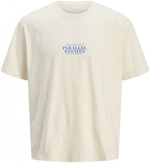 Jack & Jones Parallel Crew Neck T-Shirt Antique White - Trička - Trička nadměrné velikosti - 2XL-14XL