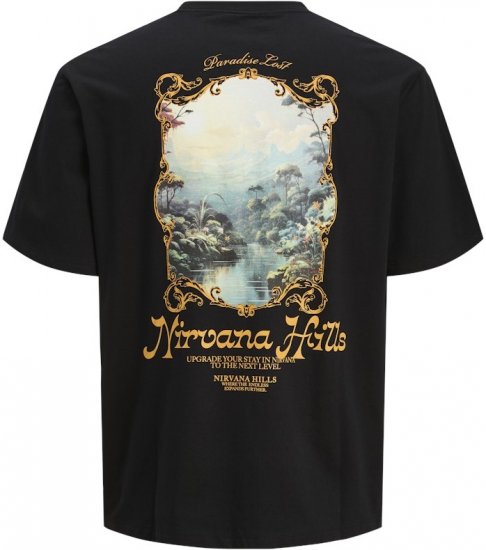 Jack & Jones Parallel Crew Neck T-Shirt Black - Trička - Trička nadměrné velikosti - 2XL-14XL