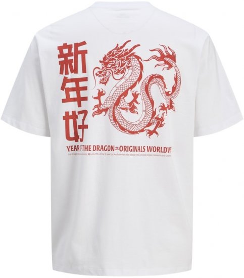 Jack & Jones Snake Dragon Crew Neck T-Shirt Bright White - Trička - Trička nadměrné velikosti - 2XL-14XL