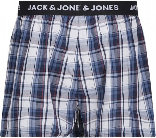 Jack & Jones Saigon Blue/Red Check Woven Boxers 3-Pack Navy Blazer - Spodní prádlo - Spodní Prádlo Nadměrné Velikosti 2XL-8XL