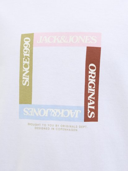 Jack & Jones Vira Branding Crew Neck T-Shirt Bright White - Trička - Trička nadměrné velikosti - 2XL-14XL