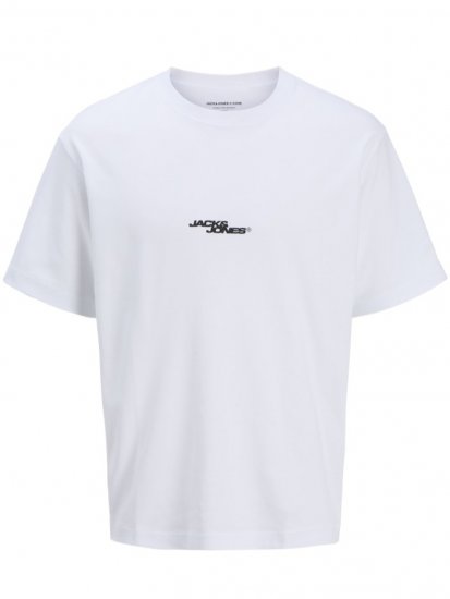 Jack & Jones Summer Sago Print Crew Neck T-Shirt Bright White - Trička - Trička nadměrné velikosti - 2XL-14XL