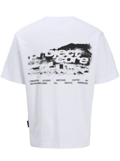 Jack & Jones Summer Sago Print Crew Neck T-Shirt Bright White - Trička - Trička nadměrné velikosti - 2XL-14XL