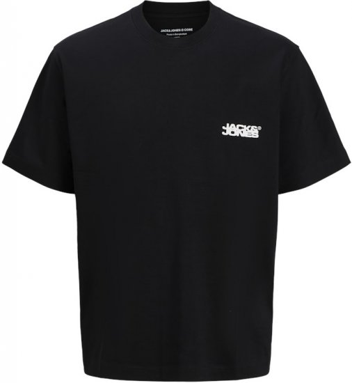 Jack & Jones Summer Sago Print Crew Neck T-Shirt Black - Trička - Trička nadměrné velikosti - 2XL-14XL