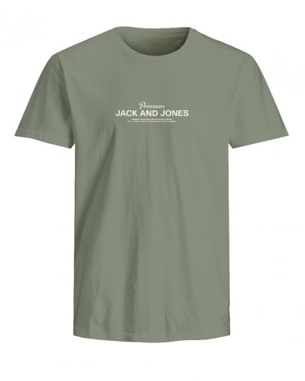 Jack & Jones Ferris Crew Neck T-Shirt Hedge Green - Trička - Trička nadměrné velikosti - 2XL-14XL