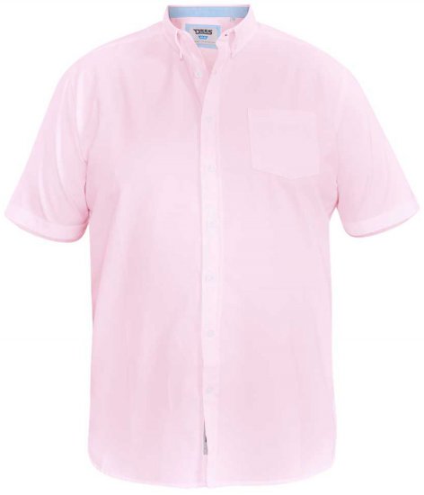 D555 James Short Sleeve Oxford Shirt Pink - Košile - Košile 2XL-10XL