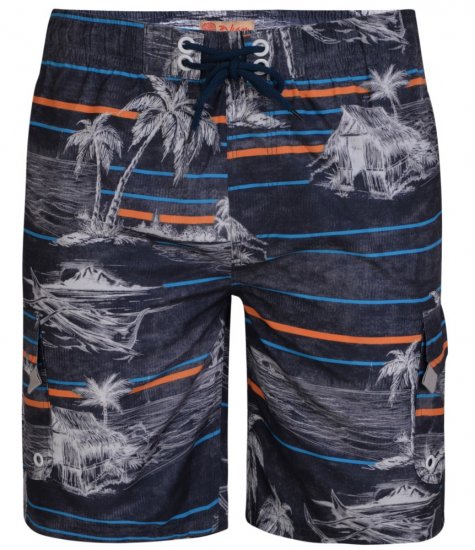 Kam Jeans Palm Print Swim Shorts Charcoal - Spodní prádlo - Spodní Prádlo Nadměrné Velikosti 2XL-8XL