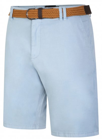 Kam Jeans 3401 Belted Oxford Stretch Chino Shorts Blue - Šortky - Šortky Nadměrné Velikosti W40-W60