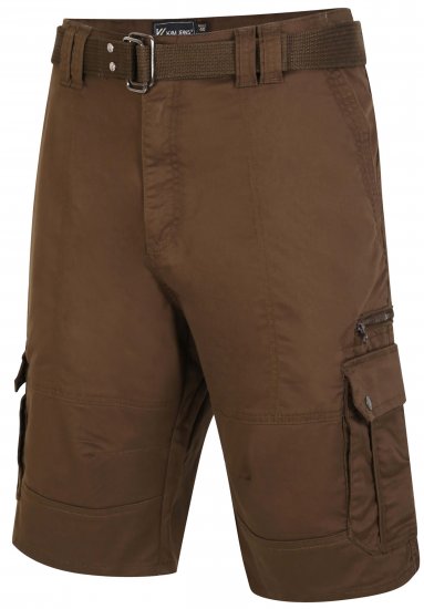 Kam Jeans 343 Cargo Stretch Shorts with Belt Khaki - Šortky - Šortky Nadměrné Velikosti W40-W60