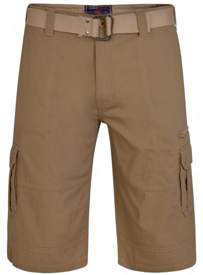 Kam Jeans 343 Cargo Stretch Shorts with Belt Sand - Šortky - Šortky Nadměrné Velikosti W40-W60