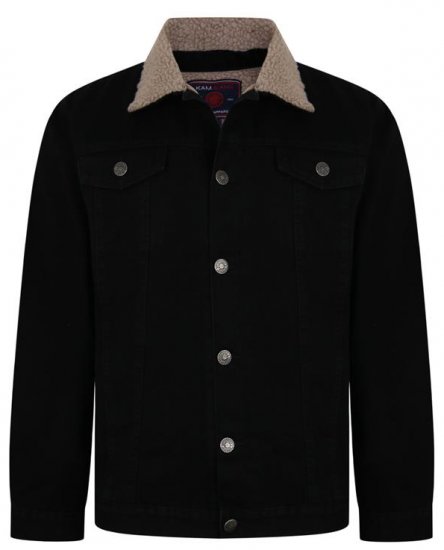 Kam Jeans 406 Sherpa Lined Denim Jacket Black - Bundy - Bundy Nadměrné Velikosti - 2XL-8XL