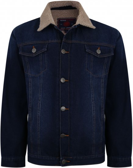 Kam Jeans 406 Sherpa Lined Denim Jacket Dark Used TALL SIZES - TALL-velikosti - TALL-velikosti
