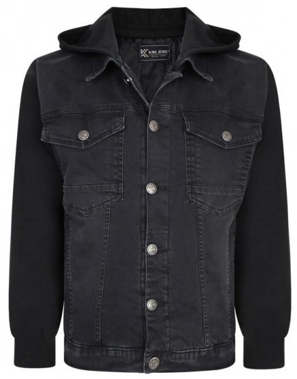 Kam Jeans 407 Hooded Stretch Denim Jacket - Bundy - Bundy Nadměrné Velikosti - 2XL-8XL