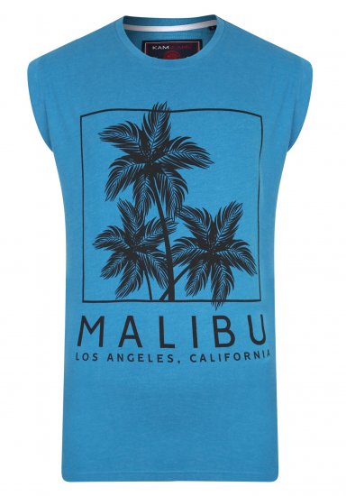 Kam Jeans Malibu Sleeveless Turk Blue - Trička - Trička nadměrné velikosti - 2XL-14XL