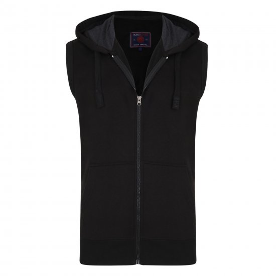 Kam Jeans Sleeveless Zip Thru Hoody Black - Mikiny & mikiny s kapucí - Mikiny & Mikiny s kapucí 2XL-12XL