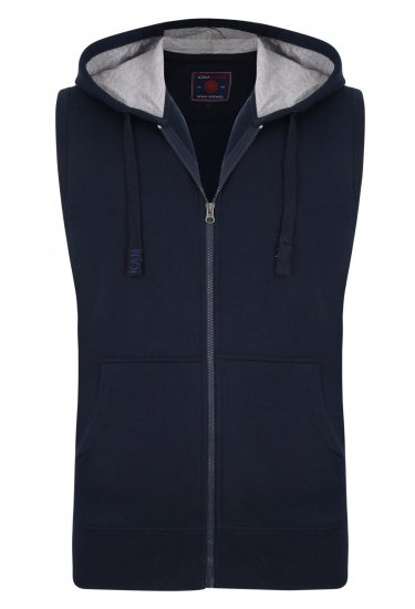 Kam Jeans Sleeveless Zip Thru Hoody Navy - Mikiny & mikiny s kapucí - Mikiny & Mikiny s kapucí 2XL-12XL