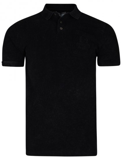Kam Jeans 5232 Acid Wash Polo Black - Polokošile - Polokošile 2XL-8XL - Trička s límečkem 2XL-8XL