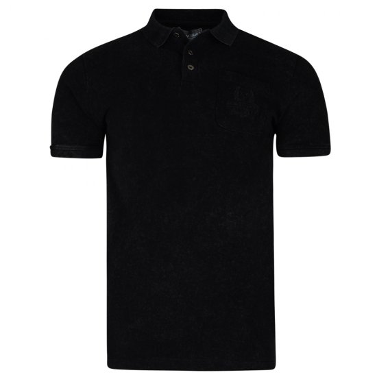Kam Jeans 5232 Acid Wash Polo Black - Polokošile - Polokošile 2XL-8XL - Trička s límečkem 2XL-8XL