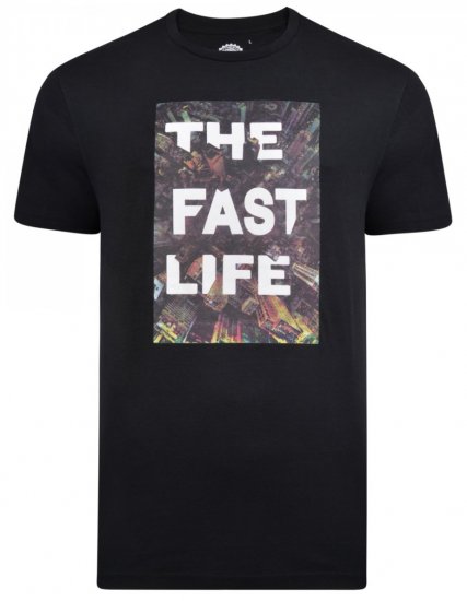 Kam Jeans 5258 Fast Life T-Shirt Black - Trička - Trička nadměrné velikosti - 2XL-14XL