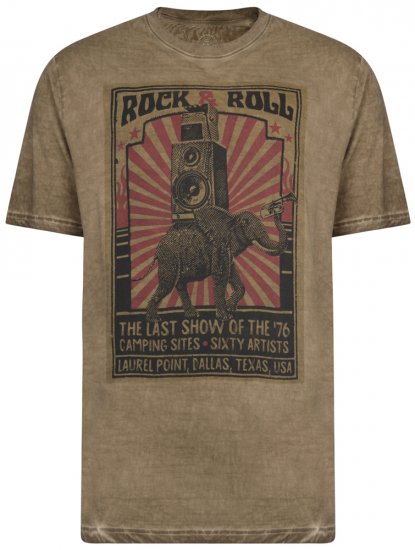 Kam Jeans 5282 Slub Wash T-shirt Olive - Trička - Trička nadměrné velikosti - 2XL-14XL
