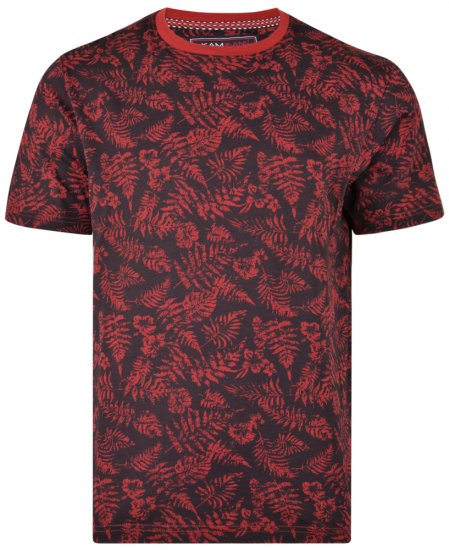 Kam Jeans 5305 T-shirt Burgundy - Trička - Trička nadměrné velikosti - 2XL-14XL
