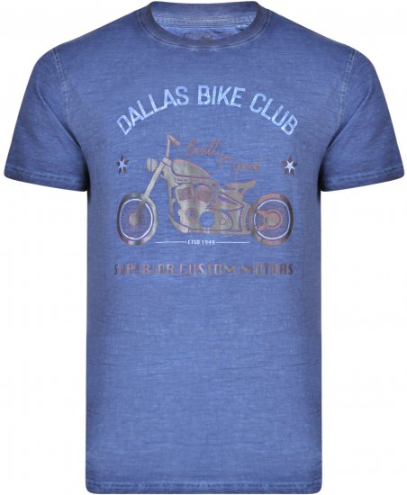 Kam Jeans 5316 Dallas Bike Club T-shirt Indigo Blue - Trička - Trička nadměrné velikosti - 2XL-14XL