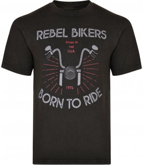 Kam Jeans 5319 Rebel Bikers T-shirt Black - Trička - Trička nadměrné velikosti - 2XL-14XL