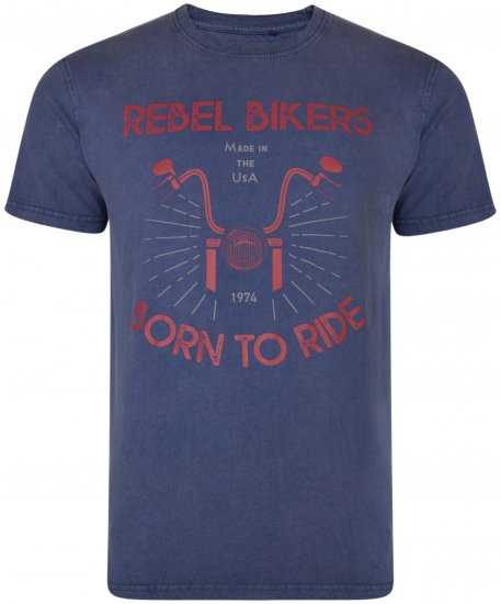 Kam Jeans 5319 Rebel Bikers T-shirt Indigo Blue - Trička - Trička nadměrné velikosti - 2XL-14XL