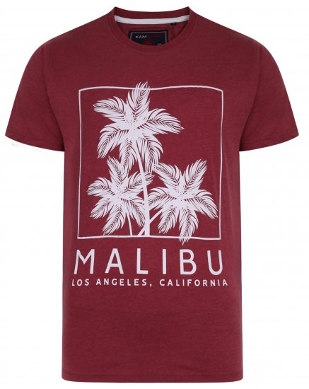 Kam Jeans 5336 Malibu T-Shirt Burgundy - Trička - Trička nadměrné velikosti - 2XL-14XL