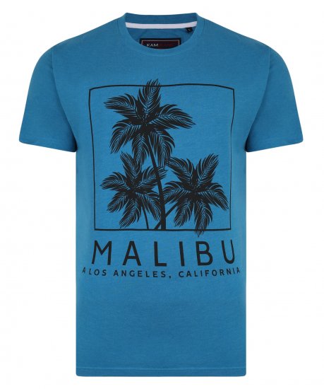 Kam Jeans Malibu Crew Neck Tee Turk Blue - Trička - Trička nadměrné velikosti - 2XL-14XL