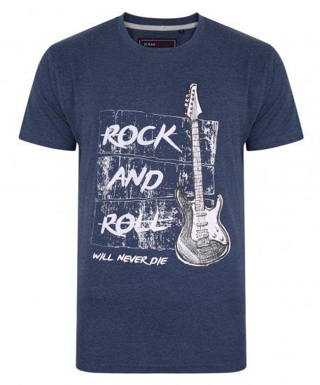 Kam Jeans 5338 Rock And Roll Tee Blue - Trička - Trička nadměrné velikosti - 2XL-14XL