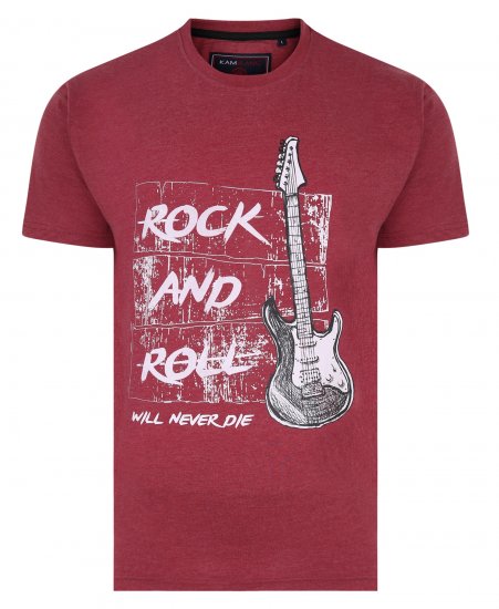 Kam Jeans 5338 Rock And Roll Tee Wine - Trička - Trička nadměrné velikosti - 2XL-14XL
