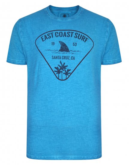 Kam Jeans East Coast Crew Neck Tee Turk Blue - Trička - Trička nadměrné velikosti - 2XL-14XL