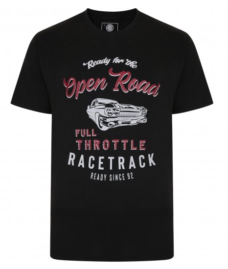 Kam Jeans 5342 Open Road Tee Black - Trička - Trička nadměrné velikosti - 2XL-14XL