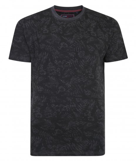 Kam Jeans 5345 Leaf Tee Charcoal - Trička - Trička nadměrné velikosti - 2XL-14XL