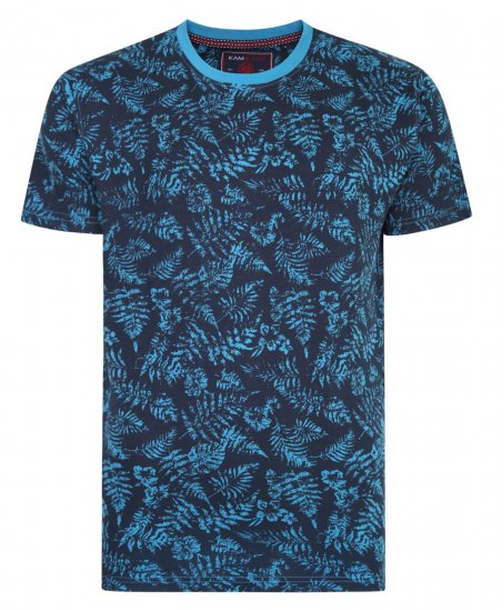 Kam Jeans 5345 Leaf Tee Blue - Trička - Trička nadměrné velikosti - 2XL-14XL