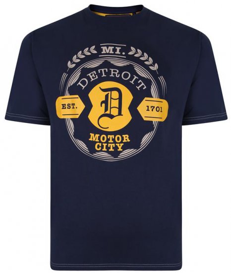 Kam Jeans 5350 Detroits Motors T-shirt Indigo - Trička - Trička nadměrné velikosti - 2XL-14XL