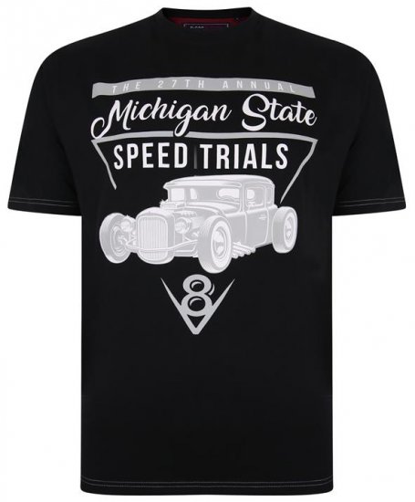 Kam Jeans 5352 Michigan State T-shirt Black - Trička - Trička nadměrné velikosti - 2XL-14XL